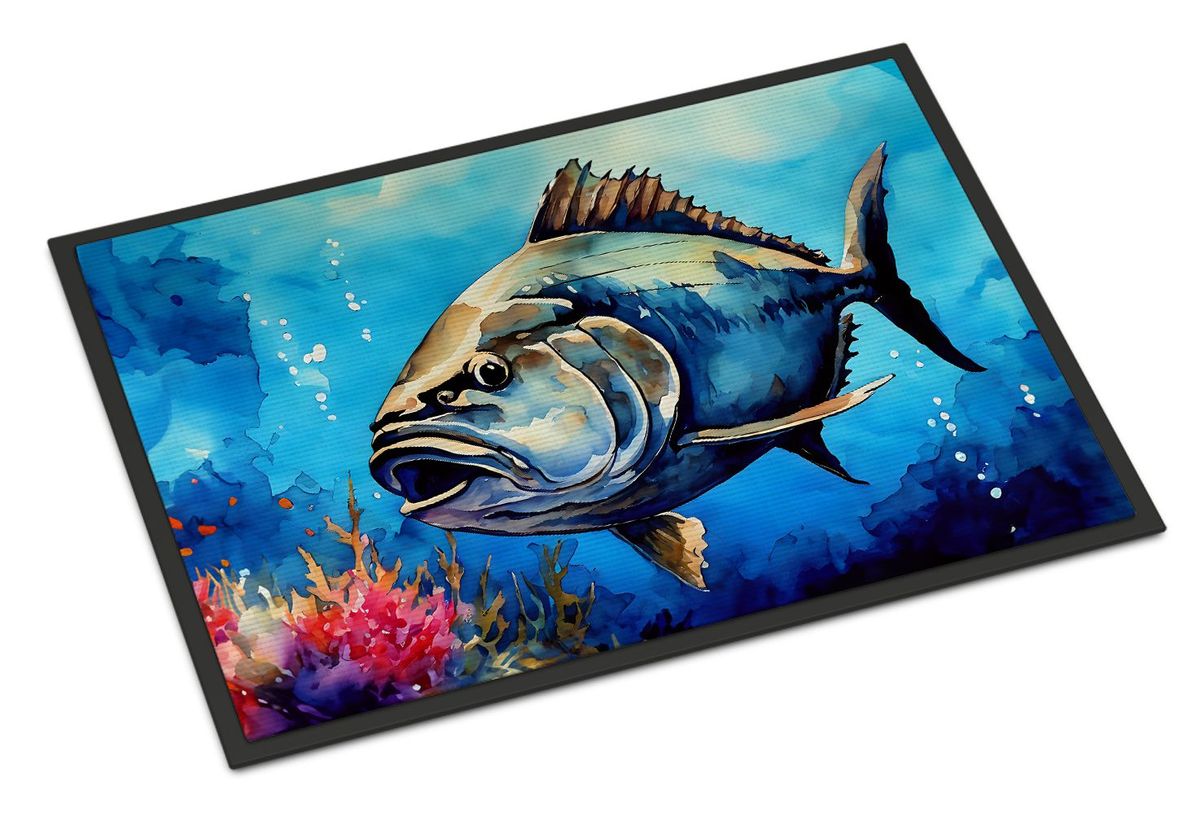 Bluefin Tuna Doormat Front Door Mat Indoor Outdoor Rugs For Entryway, Non Slip Washable Low Pile, 24H X 36W_maomaolike.com