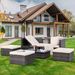 Patio Furniture, Outdoor Furniture, Seasonal PE Wicker Furniture,5 Set Wicker Furniture With Plywood Coffee Table,with Lift TOP Coffee Table,with Lounger Sofa_maomaolike.com