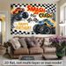 Monster Truck Birthday Party Banner - 2D Flat Polyester Backdrop With Checkered Flag Design, Wall Hanging Photo Props, Party Decor_maomaolike.com