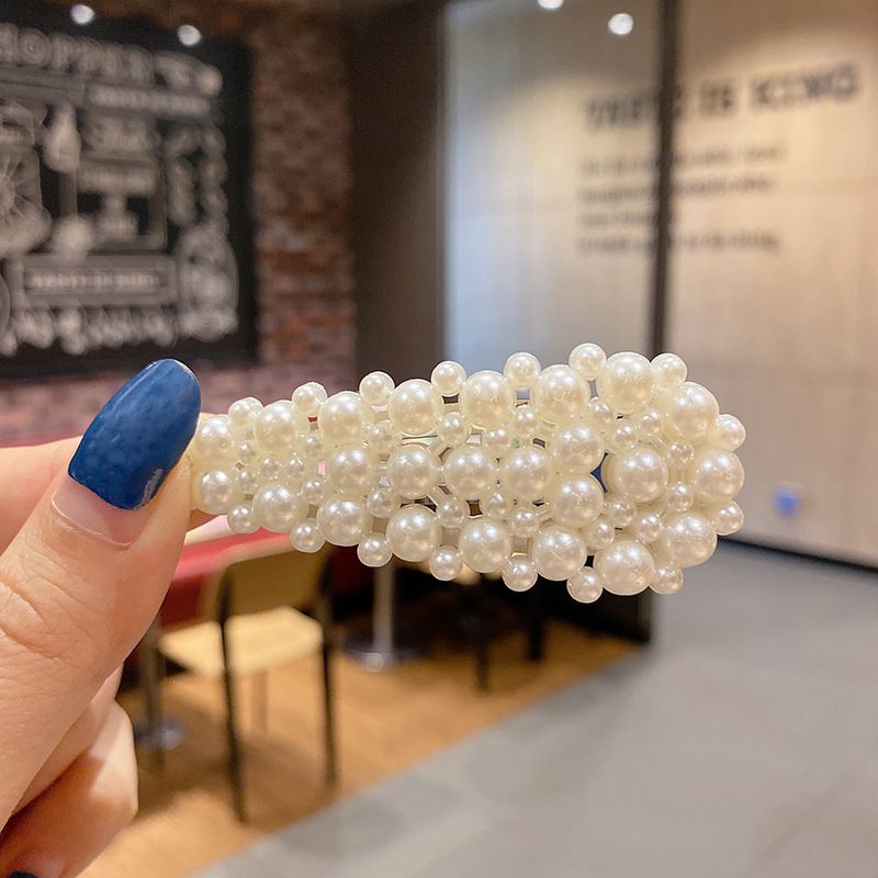 Unisex Hair clip headdress Hair clip edge clip girl back of head bangs clip forehead net red line pearl hair clip_maomaolike.com