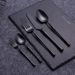 Matte Black 5-Pack Cutlery - Gold Accent Sliver Kitchen_maomaolike.com