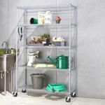TRINITY 5-Tier Outdoor Wire Shelving Rack With Wheels, 48" X 18" X 72" NSF, Gray Color_maomaolike.com