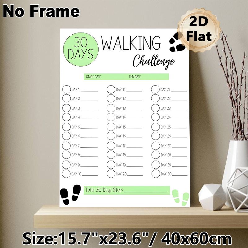 30 Days Walking Challenge Painting Poster, Fresh Minimalist Style Poster, Practical Tracker To Record Daily Walking Progress, Suitable For Home, Gym_maomaolike.com