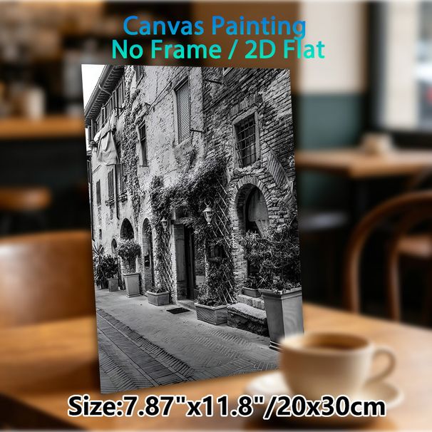 Vintage European Alley Painting Poster, Monochrome Old Town Street Scene Poster, Nostalgic Classic Design Brings Serene Ambiance Ideal For Living_maomaolike.com