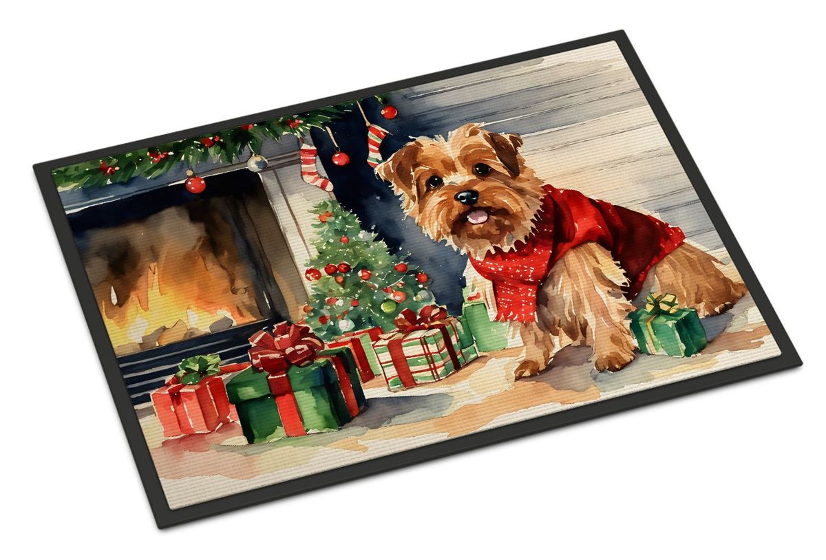Norfolk Terrier Cozy Christmas Doormat Front Door Mat Indoor Outdoor Rugs For Entryway, Non Slip Washable Low Pile, 24H X 36W_maomaolike.com