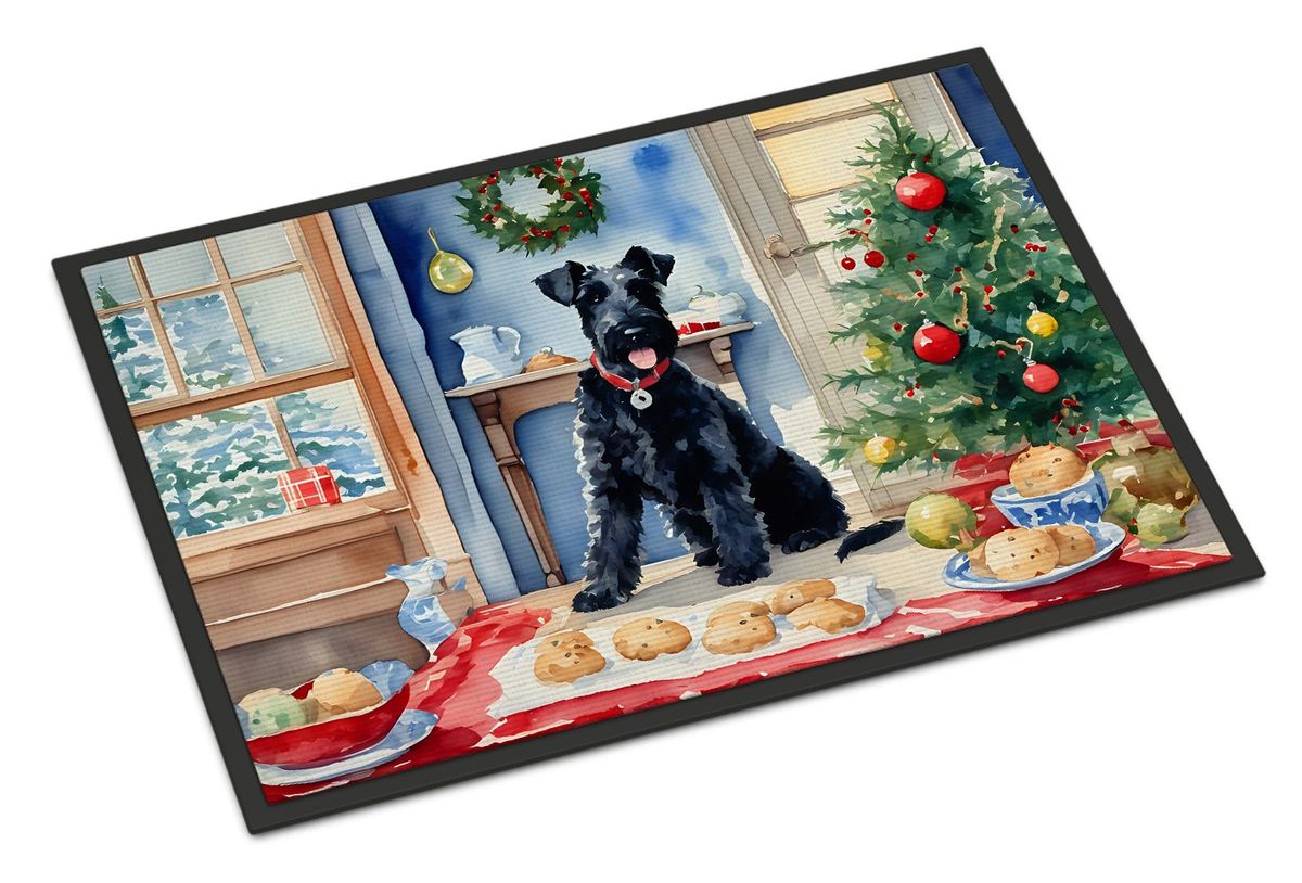 Kerry Blue Terrier Christmas Cookies Doormat Front Door Mat Indoor Outdoor Rugs For Entryway, Non Slip Washable Low Pile, 24H X 36W_maomaolike.com