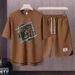 Men's Clothing 2024 Waffle Casual Summer Suit Loose Teen Short sleeved T shirt Shorts Handsome Two piece Suit_maomaolike.com