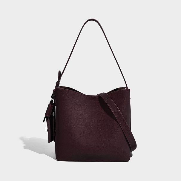 2026 New Lychee Pattern Bucket Crossbody European And American Retro Niche Design Large Capacity Simple Women's Bag_maomaolike.com