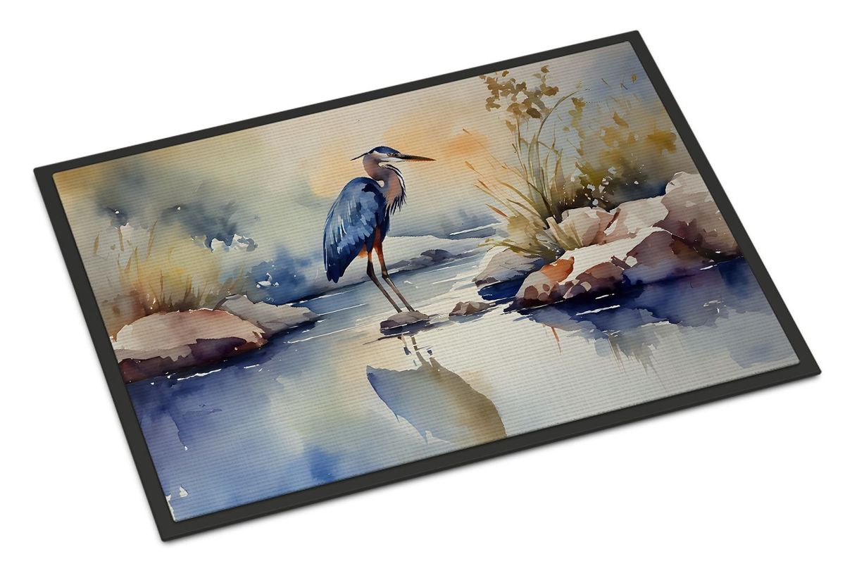 Blue Heron Doormat Front Door Mat Indoor Outdoor Rugs For Entryway, Non Slip Washable Low Pile, 24H X 36W_maomaolike.com