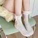 Unisex Hollow thin breathable socks women's mid-tube socks cute lace lace bow socks thin_maomaolike.com