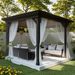 Outdoor Pergola Sheer Curtain Mosquito Net,Breathable Privacy Shade Screen For Patio Gazebo Garden CanopyWindproof Anti-Bug Pergola Side Drape Curtain_maomaolike.com