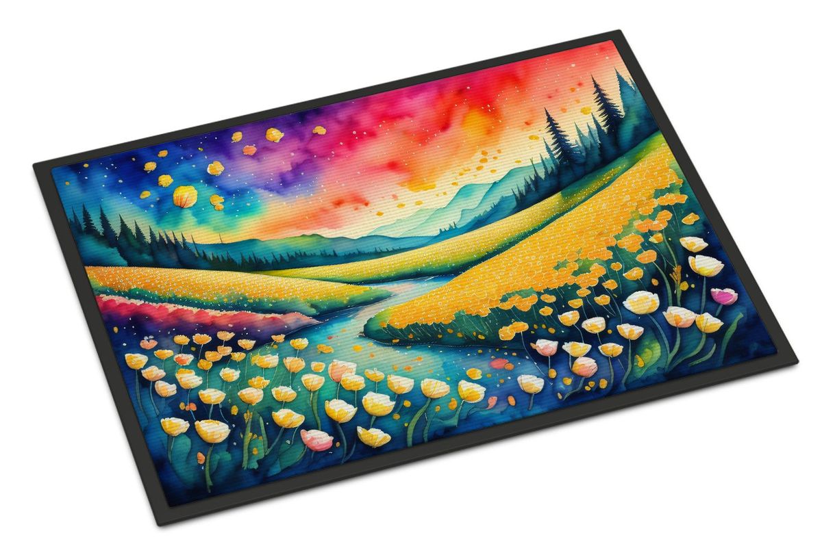 Buttercups In Color Doormat Front Door Mat Indoor Outdoor Rugs For Entryway, Non Slip Washable Low Pile, 24H X 36W_maomaolike.com