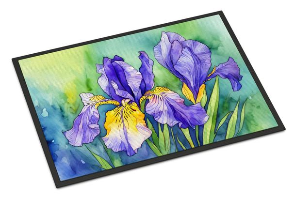 Tennessee Iris In Watercolor Doormat Front Door Mat Indoor Outdoor Rugs For Entryway, Non Slip Washable Low Pile, 24H X 36W_maomaolike.com