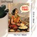Roti Time Themed Painting Poster, Vibrant Vintage Comic Style Poster, Warm Cultural Indian Dining Scene, Ideal For Kitchen And Dining Area Decor_maomaolike.com