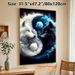 Yin-Yang Wolves Painting Poster, Mystical Surreal Cloud-Wrapped Poster, Striking Design With Glowing Blue-eyed Wolves, Suitable For Living Room And_maomaolike.com