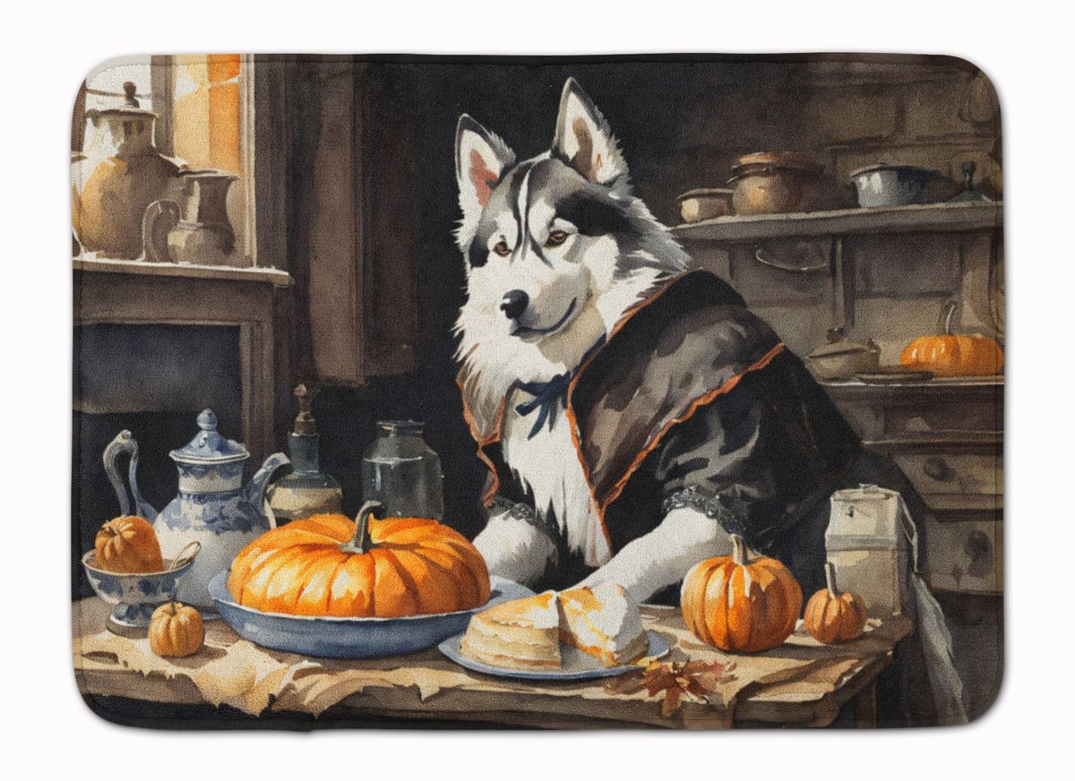 Siberian Husky Fall Kitchen Pumpkins Memory Foam Kitchen Mat Machine Washable Anti-Fatigue Mat Cushion Comfort Bath Mat Or Kitchen Rug_maomaolike.com