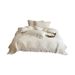 French Style Soft Cotton Linen Four-Piece Set Simple Jacquard Duvet Cover Lace Edge Skin-Friendly Breathable Dry 1.8m Bedding_maomaolike.com