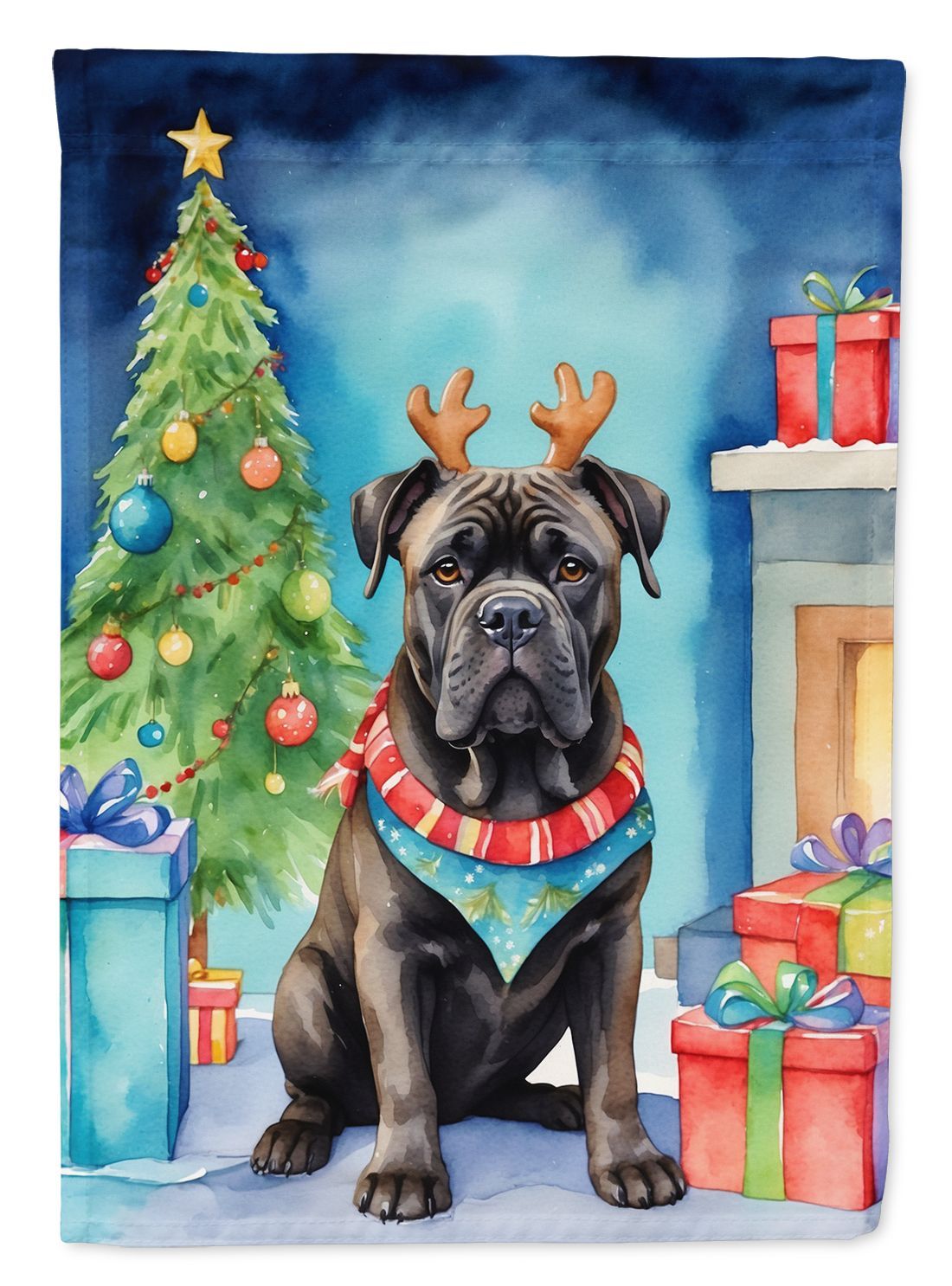 Cane Corso Christmas Reindeer House Flag Large Porch Sleeve Pole Decorative Outside Yard Banner Artwork Wall Hanging, Polyester, House Size, Multicolor_maomaolike.com