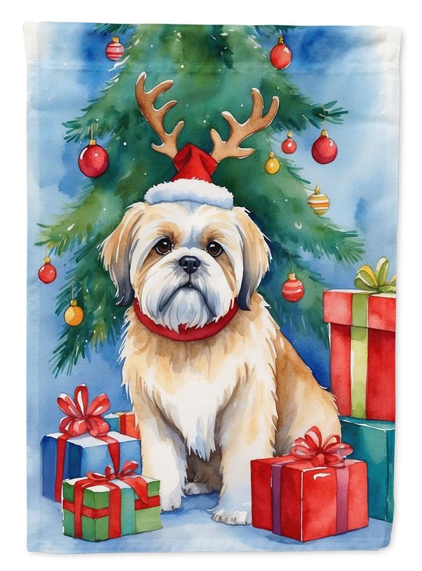 Lhasa Apso Christmas Reindeer House Flag Large Porch Sleeve Pole Decorative Outside Yard Banner Artwork Wall Hanging, Polyester, House Size, Multicolor_maomaolike.com
