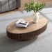 Modern Handcraft Drum Coffee Table Length 43.7 Inch Ellipse Coffee Table For Living Room,Oval Small Coffee Table With Sturdy Pedestal_maomaolike.com