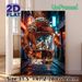 Whiskey Hand In Night City Painting Poster, Vibrant Cyberpunk-style Poster, Glowing Urban Alley Scene With Adorned Hand Holding Whiskey Glass_maomaolike.com