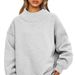 Women's sweatshirt long sleeve turtleneck pullover sweatshirt casual sweatshirt fleece top_maomaolike.com