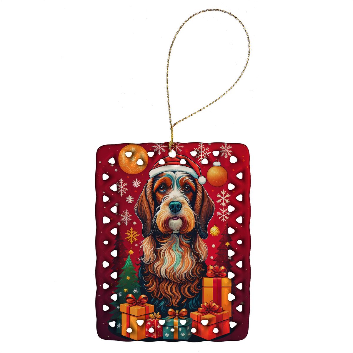 Petit Basset Griffon Vendeen Holiday Christmas Porcelain Ornament Christmas Tree Hanging Decorations For Home Christmas Holiday, Rectangle, Gift, Multicolor_maomaolike.com