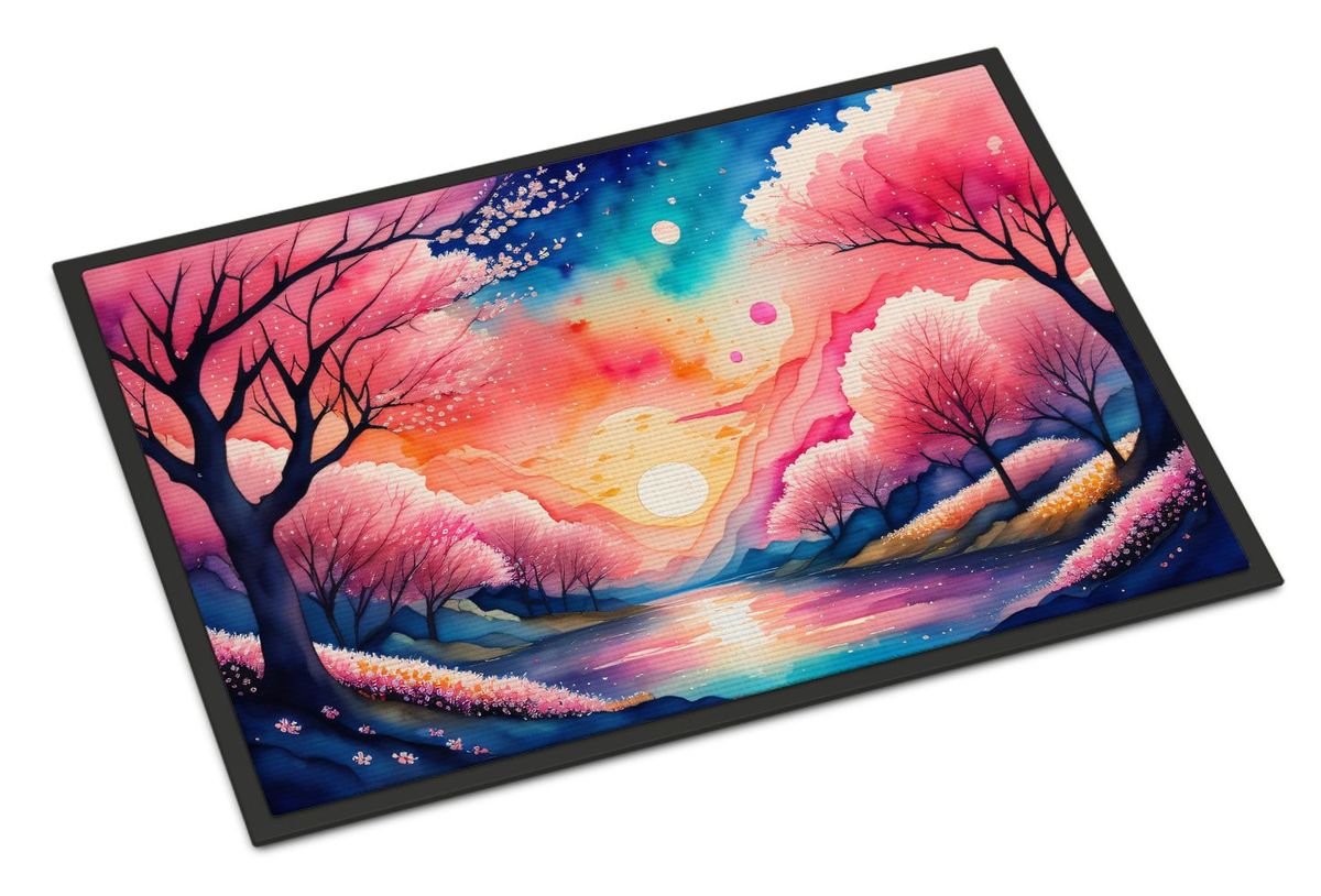 Cherry Blossom In Color Doormat Front Door Mat Indoor Outdoor Rugs For Entryway, Non Slip Washable Low Pile, 24H X 36W_maomaolike.com