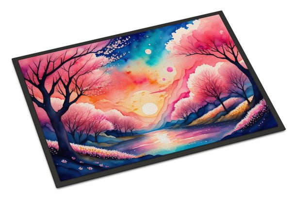 Cherry Blossom In Color Doormat Front Door Mat Indoor Outdoor Rugs For Entryway, Non Slip Washable Low Pile, 24H X 36W_maomaolike.com