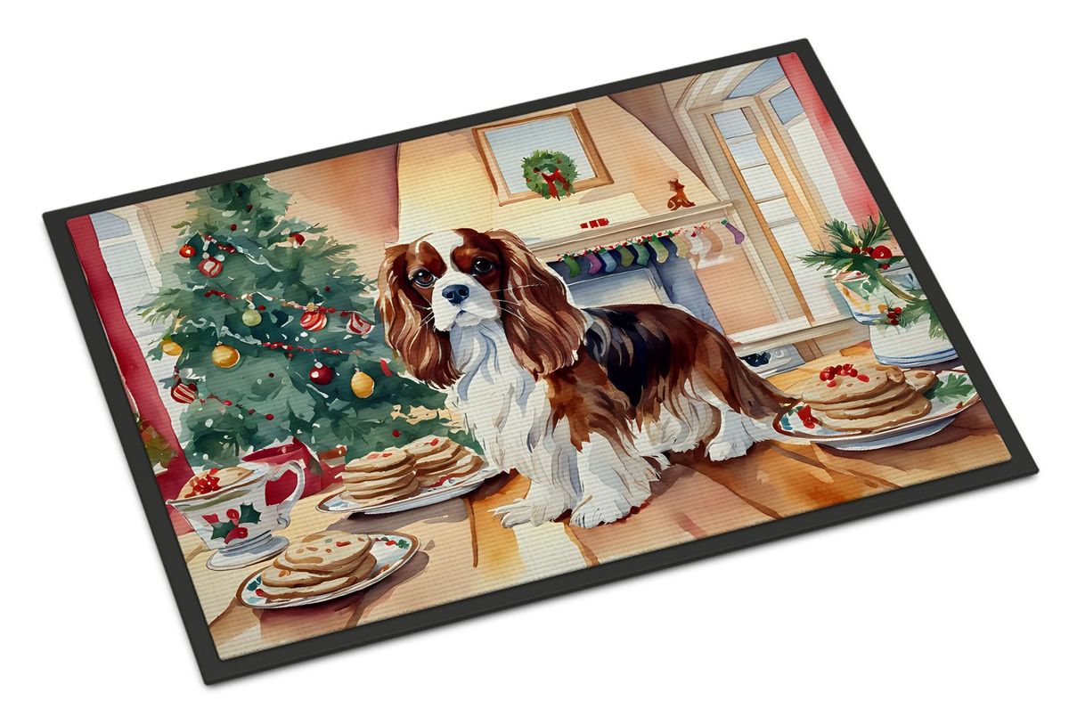 Cavalier Spaniel Christmas Cookies Doormat Front Door Mat Indoor Outdoor Rugs For Entryway, Non Slip Washable Low Pile, 24H X 36W_maomaolike.com