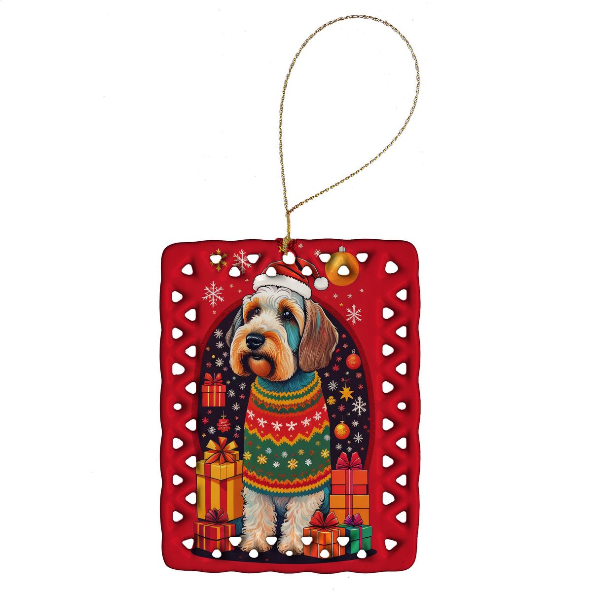Sealyham Terrier Holiday Christmas Porcelain Ornament Christmas Tree Hanging Decorations For Home Christmas Holiday, Rectangle, Gift, Multicolor_maomaolike.com