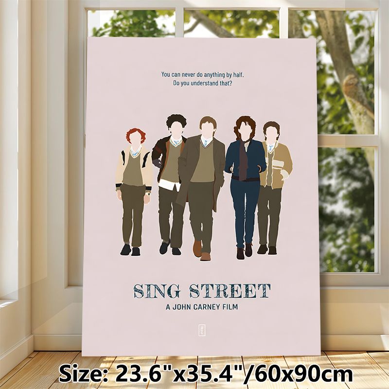 Sing Street Themed Painting Poster, Minimalist Flat Character Illustration Poster, Stylish Nostalgic Design With Inspiring Movie Quote, Ideal For_maomaolike.com
