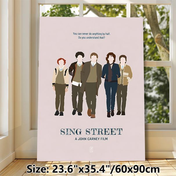 Sing Street Themed Painting Poster, Minimalist Flat Character Illustration Poster, Stylish Nostalgic Design With Inspiring Movie Quote, Ideal For_maomaolike.com