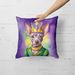 American Hairless Terrier King Of Mardi Gras Throw Pillow Machine Washable, Indoor Outdoor Decorative Pillow For Couch, Bed Or Patio, 18Hx18W_maomaolike.com