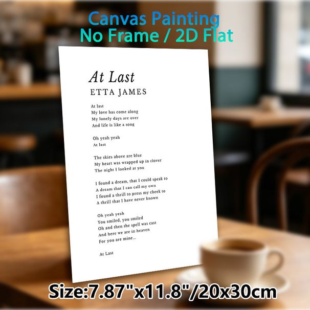 At Last Lyric Painting Poster, Minimalist Typographic Black & White Text Art Poster, Warm Romantic Song Lyric Decor Ideal For Bedroom, Living Room Or_maomaolike.com