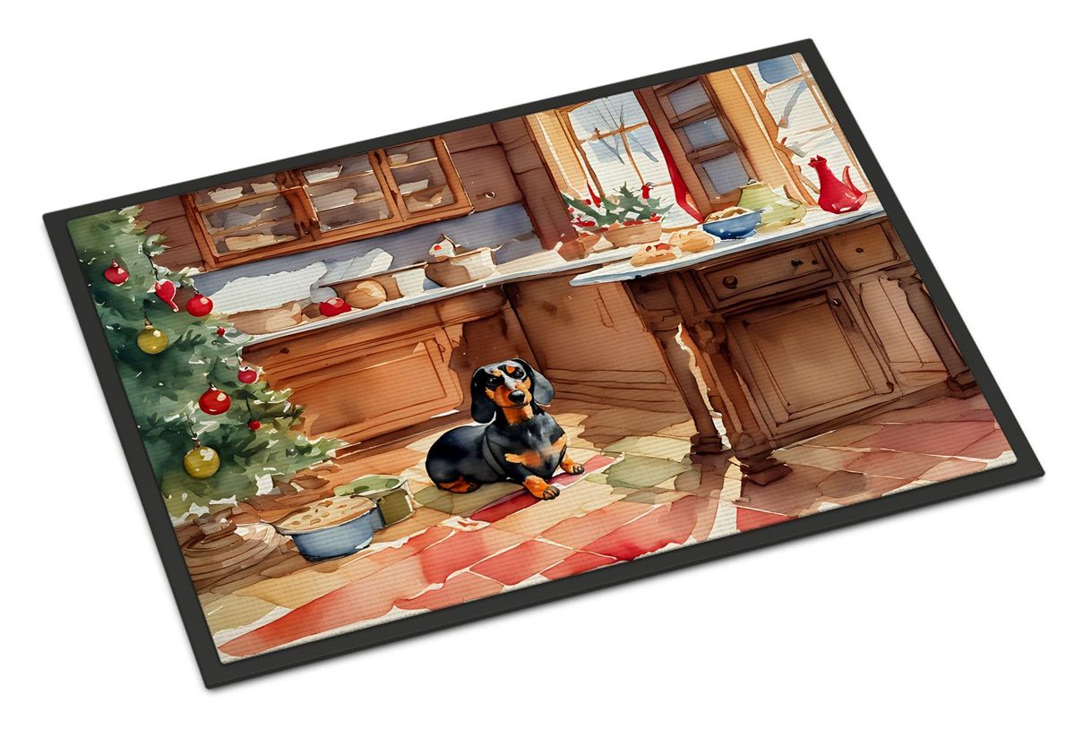 Dachshund Christmas Cookies Doormat Front Door Mat Indoor Outdoor Rugs For Entryway, Non Slip Washable Low Pile, 24H X 36W_maomaolike.com