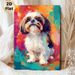 Shih Tzu Dog Painting Poster, Vibrant Abstract Brushstroke Style Poster, Captivating Canine Portrait Artwork, Ideal For Living Room, Bedroom And Pet_maomaolike.com