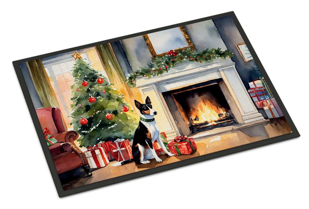 Basenji Cozy Christmas Doormat Front Door Mat Indoor Outdoor Rugs For Entryway, Non Slip Washable Low Pile, 24H X 36W_maomaolike.com