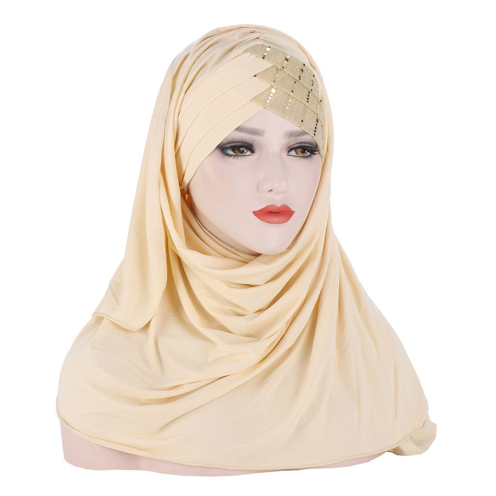 Unisex Milk silk forehead glitter with milk silk scarf hat hat_maomaolike.com