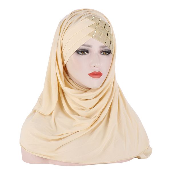 Unisex Milk silk forehead glitter with milk silk scarf hat hat_maomaolike.com