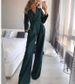 Women's long skirt jumpsuit slanted placket mid-waist temperament commuting jumpsuit_maomaolike.com
