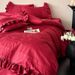 French Romantic 100-Count Long-Staple Cotton Four-Piece Set Jacquard Bright Red Wedding Duvet Cover Bed Sheet Bedding_maomaolike.com