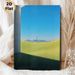 Urban & Pastoral Landscape Painting Poster, Serene Minimalist Scenic Poster, Calming City Skyline With Rolling Green Hills Design, Ideal For Living_maomaolike.com
