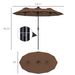 Double-sided Patio Umbrella, 9.7 Ft. Outdoor Umbrella With 45-Degree Tilt And Crank, LED Solar Light And 12 Ribs, Coffee_maomaolike.com