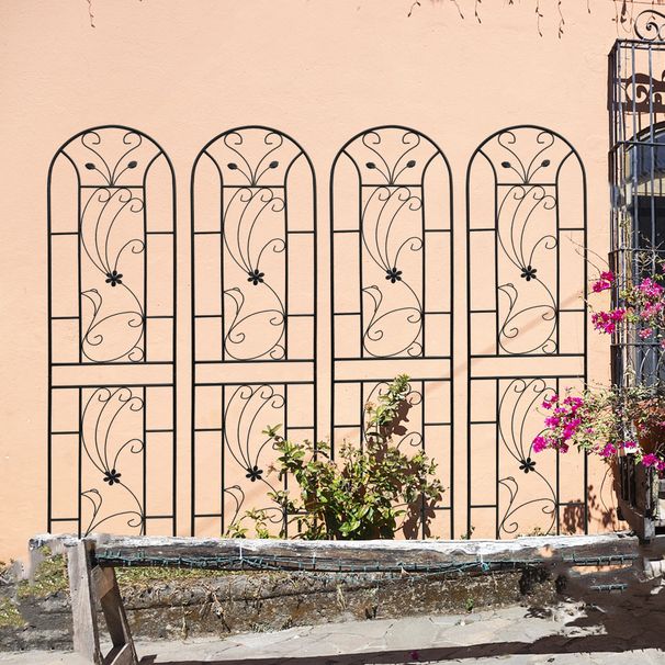 4 Pack Metal Garden Trellis 86.7" X 19.7" Rustproof Trellis For Climbing Plants Outdoor Flower Support Peacock Style Black_maomaolike.com