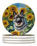 Norwegian Elkhound In Sunflowers Large Sandstone Coasters Pack Of 4 Absorbent Round Coasters Decor Gifts For Men Or Women, 4 In, Multicolor_maomaolike.com