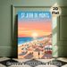 St Jean De Monts Beach Sunset Painting Poster, Vibrant Retro-style Bustling Beach Scene Poster, Evokes Warm Coastal Leisure Mood, Ideal For Home And_maomaolike.com