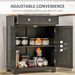 Kitchen Storage Cabinet, Sideboard Floor Cupboard With Solid Wood Top, Adjustable Shelf, And 2 Drawers, Distressed Black_maomaolike.com
