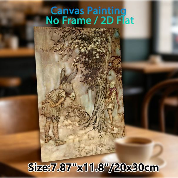 Fairy Tale Creature Painting Poster, Vintage Watercolor Woodland Scene Poster, Whimsical Nostalgic Vibe, Ideal For Living Room, Study And Bedroom_maomaolike.com
