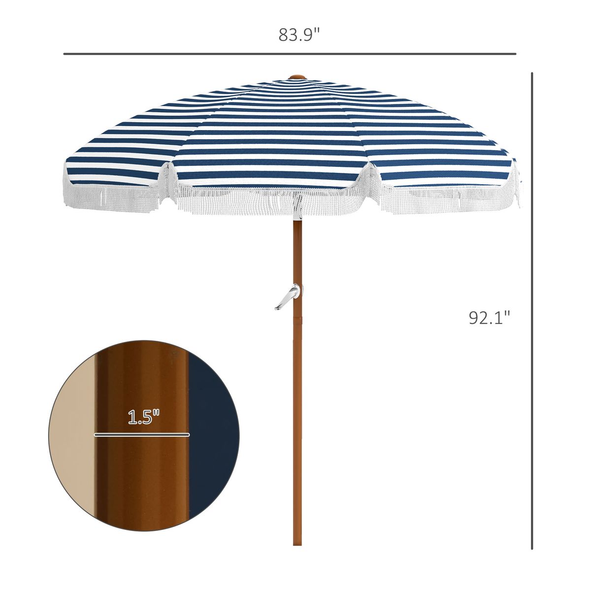 7 X 7 Ft Outdoor Umbrella With Tilt, Vent, Patio Market Table Umbrella Parasol With Fringed Ruffles And Flounce, Blue_maomaolike.com